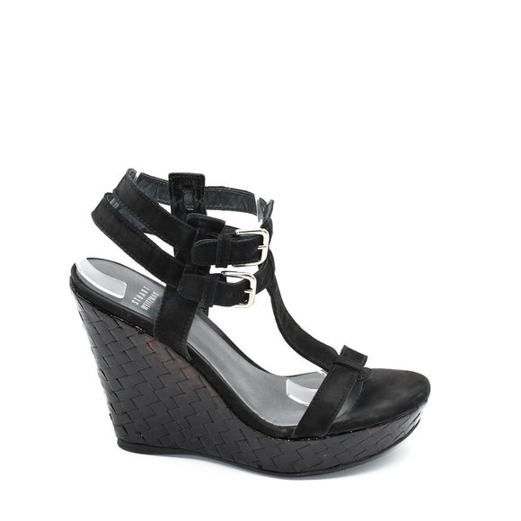 Stuart Weitzman Shoes - Stuart Weitzman Black Leather Wedge Sandal 8.5N